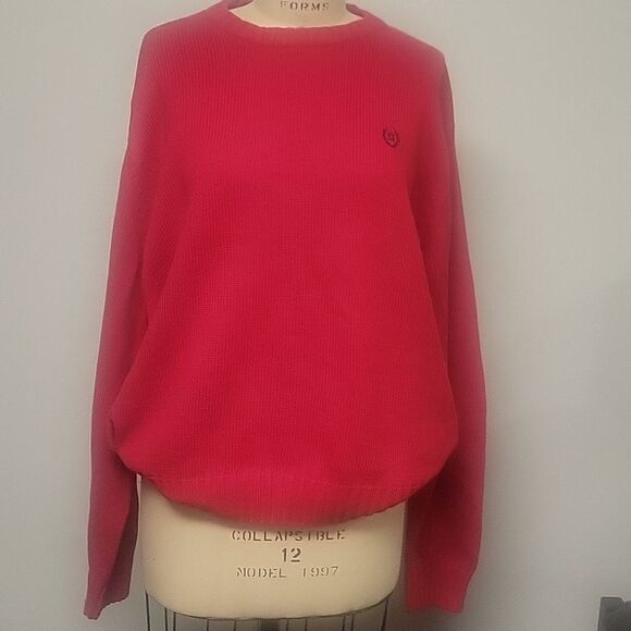 VTG Chaps R Lauren Mens 100% Cotton Sweater Red Crew Neck Sz XXL PREPPY - Picture 1 of 5